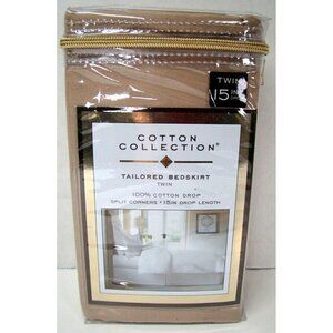 NEW Cotton Collection Tailored Canvas Brown Twin Bed Skirt with Split Corners
